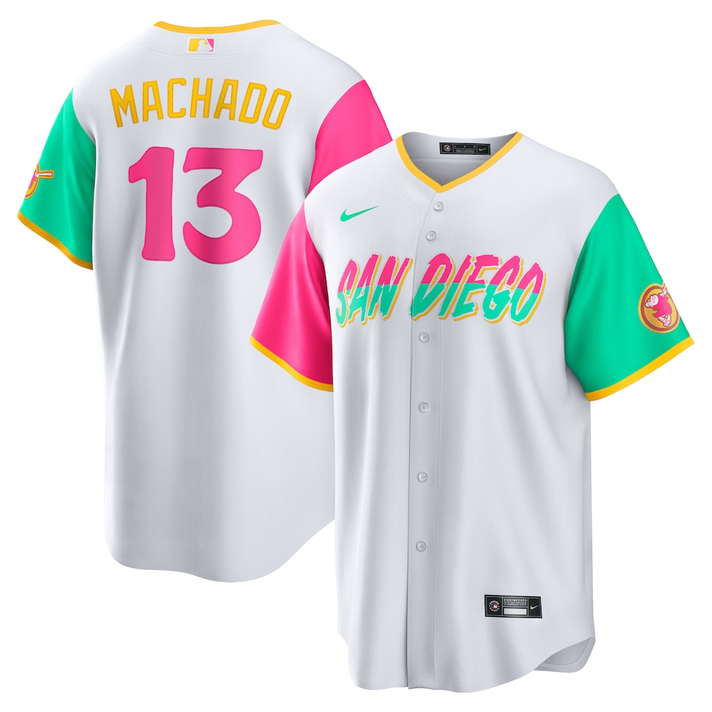 Men San Diego Padres #13 Manny Machado Nike White City Connect Jersey->san diego padres->MLB Jersey